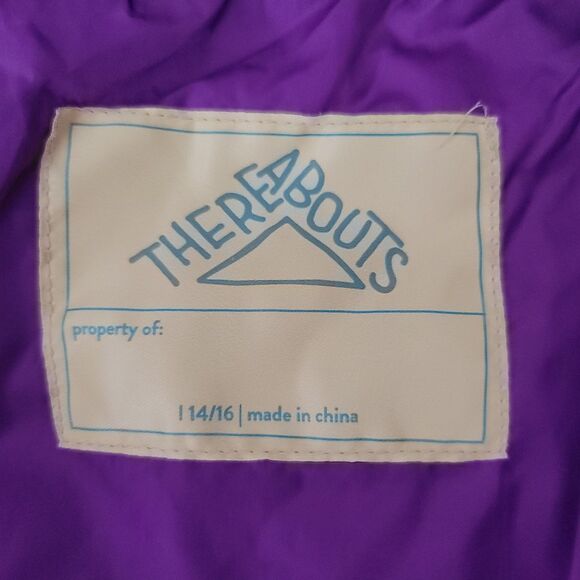 There Abouts Girls Purple Puffer Jacket Coat Size Kids Large Winter Fall Rain - Picture 3 of 3